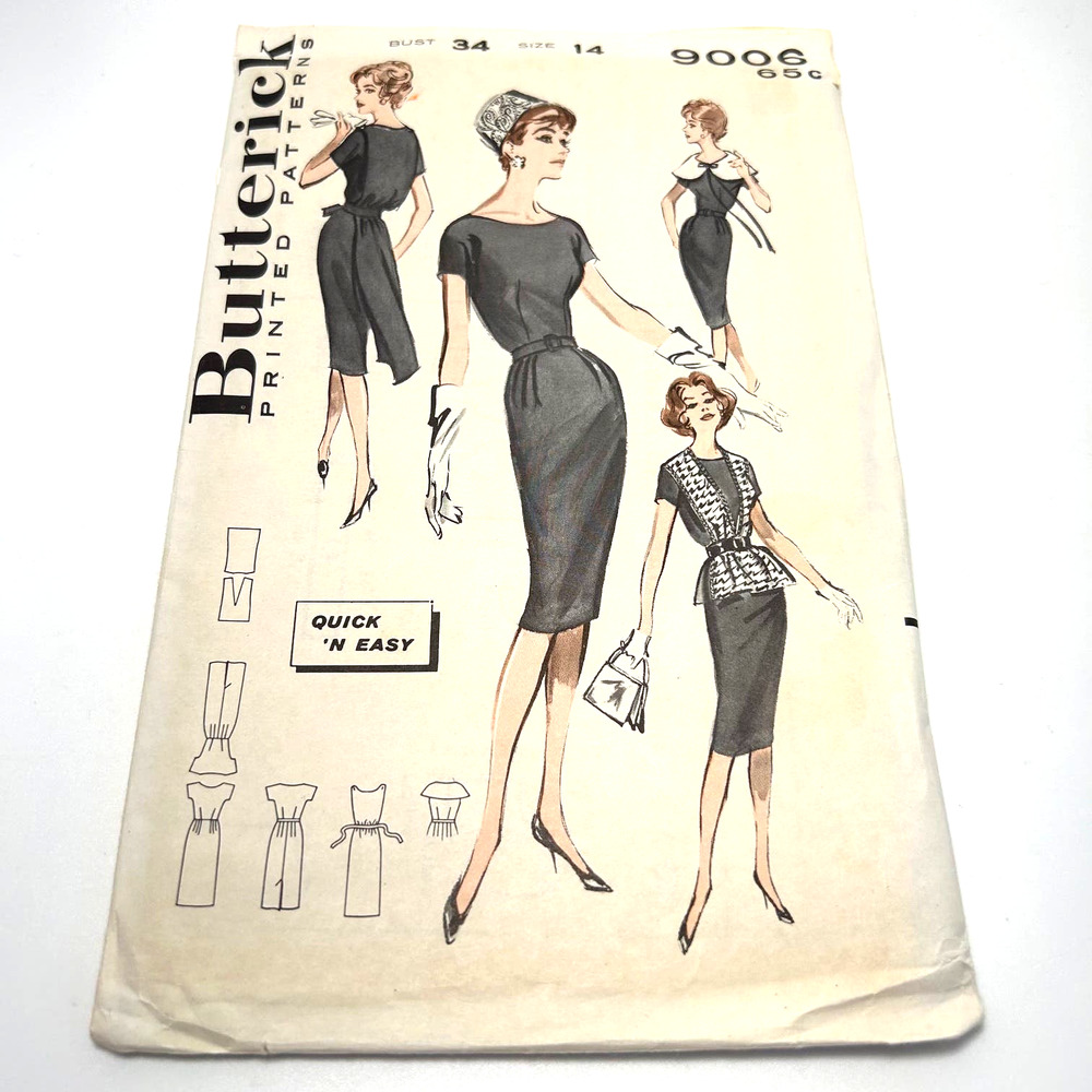 Butterick Vintage 1950's Pattern #9006 Misses Bonus Basic Dress Size‎ 14